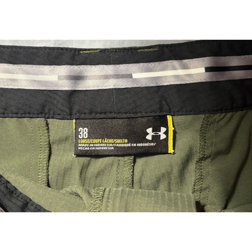 Under Armour Shorts Mens 38 Olive Green Loose Fit Golf Cargo Pocket - Picture 5 of 5